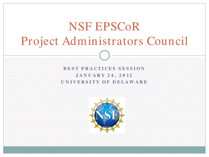 nsf epscor project administrators council
