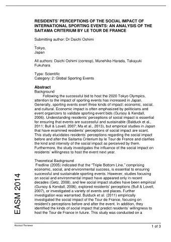 EASM 2014  on social and environmental impact have appeared only in recent  decades (Getz, 2008),