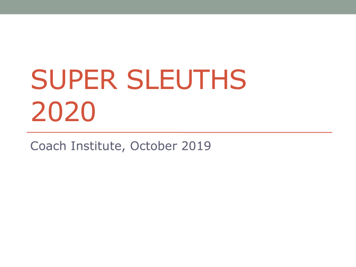super sleuths 2020