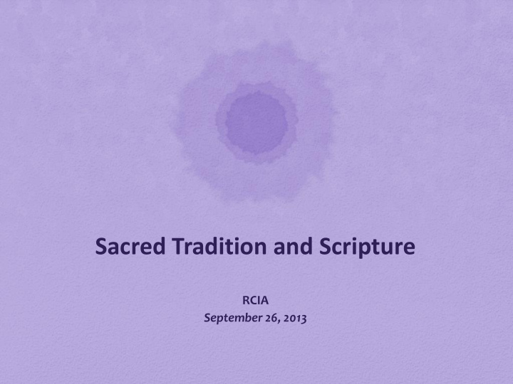 sacred tradition and scripture