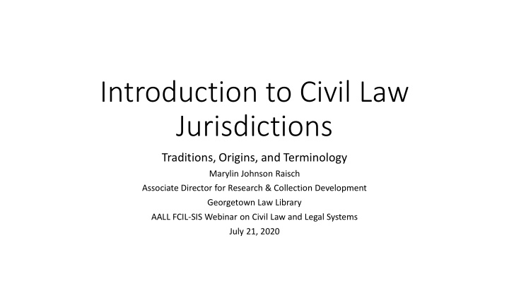 introduction to civil law jurisdictions
