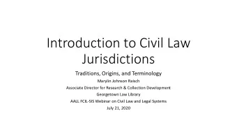 Introduction to Civil Law  Jurisdictions  Traditions, Origins, and Terminology  Marylin Johnson