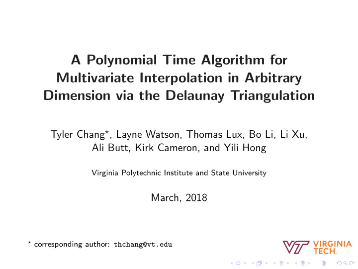 a polynomial time algorithm for multivariate