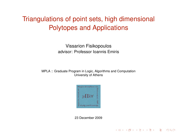 triangulations of point sets high dimensional polytopes