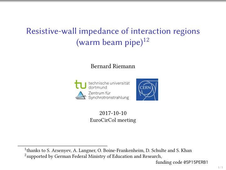 resistive wall impedance of interaction regions