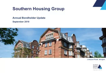 Southern Housing Group  Annual Bondholder Update  September 2019  Liverpool Road, Islington