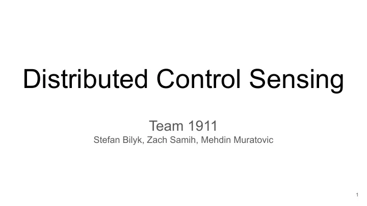 distributed control sensing