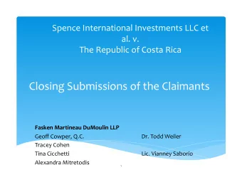 Closing  Submissions  of  the  Claimants    Fasken  Martineau  DuMoulin