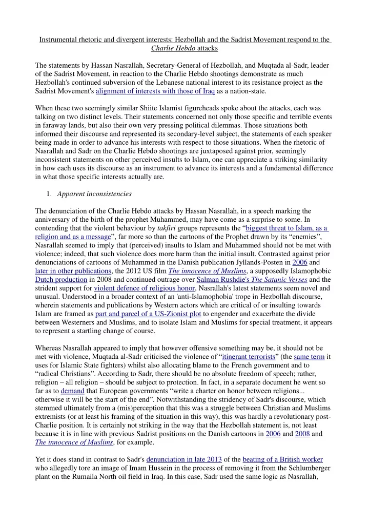 instrumental rhetoric and divergent interests hezbollah