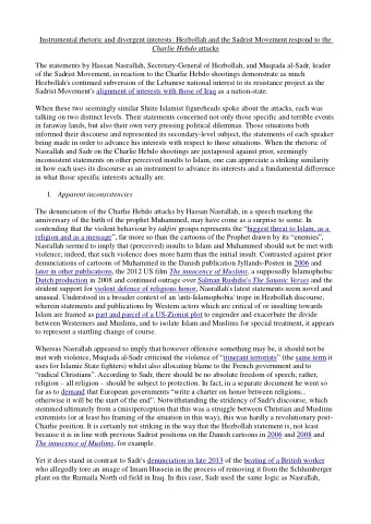 Instrumental rhetoric and divergent interests: Hezbollah and the Sadrist Movement respond to the