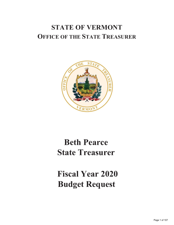 beth pearce state treasurer fiscal year 20 20 budget