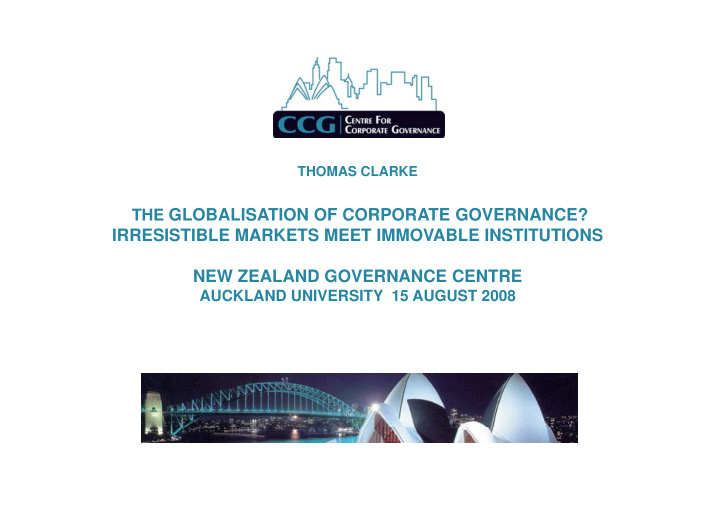 the globalisation of corporate governance irresistible
