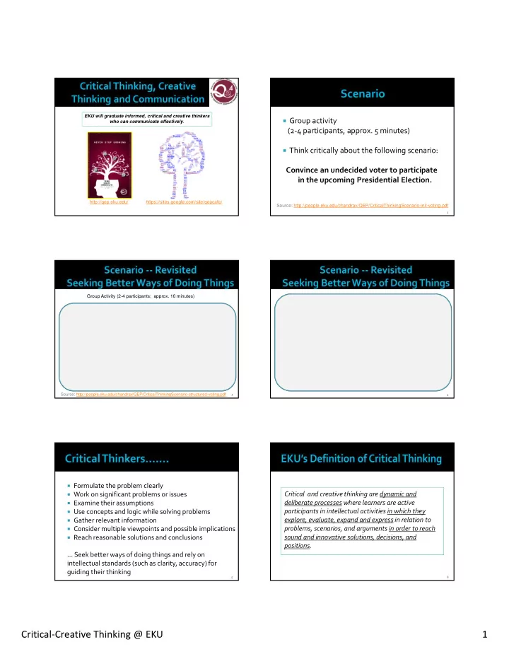 critical creative thinking eku 1