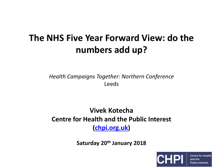 the nhs five year forward view do the
