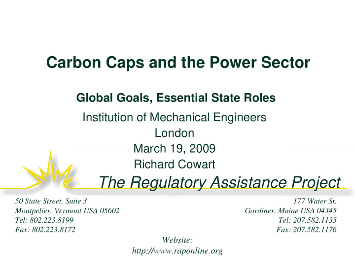 carbon caps and the power sector