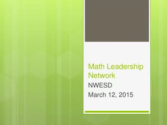 Math Leadership  Network  NWESD  March 12, 2015  Financial Literacy  Three questions for you