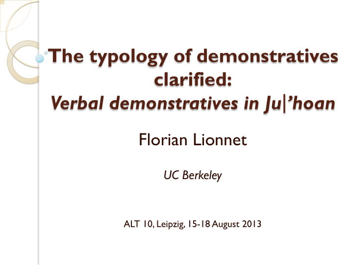 the typology of demonstratives clarified verbal