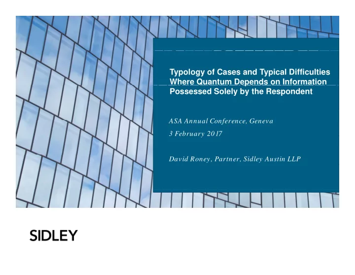 typology of cases and typical difficulties where quantum