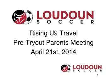 April 21st, 2014  1  Topics  Club/League Structure  Why Loudoun Soccer  Policies/Programs