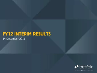 FY12 INTERIM RESULTS  14 December 2011  DISCLAIMER  This presentation and its contents may not be