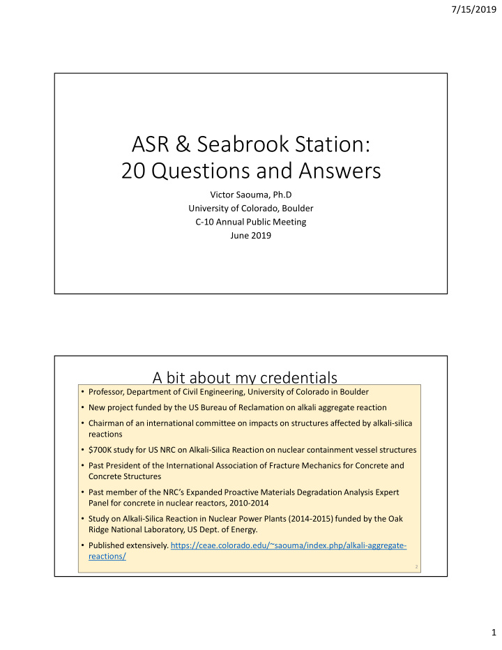 asr amp seabrook station 20 questions and answers