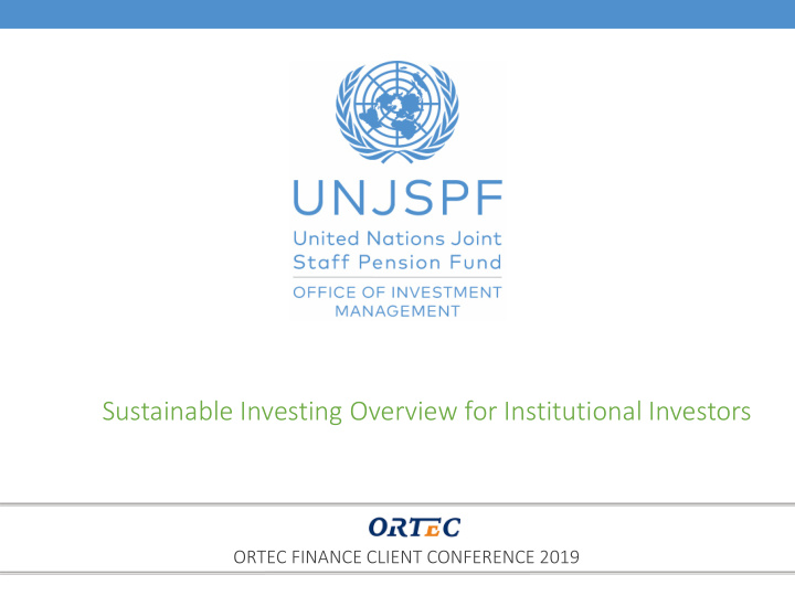 sustainable investing overview for institutional investors