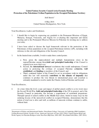United Nations Security Council Arria-Formula Meeting  Protection of the Palestinian Civilian
