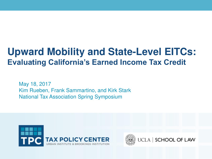 upward mobility and state level eitcs