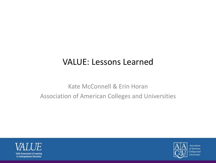 value lessons learned