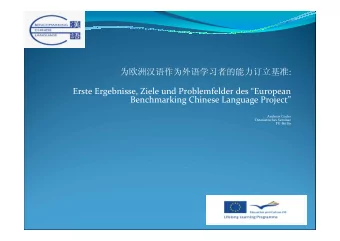 :  Erste Ergebnisse, Ziele und