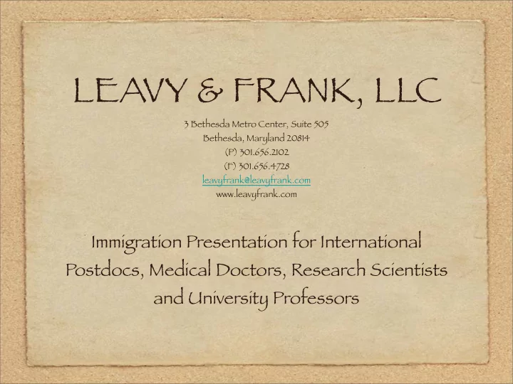 leavy frank llc