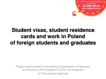 of foreign students and graduates  Project implemented by International Organization for Migration