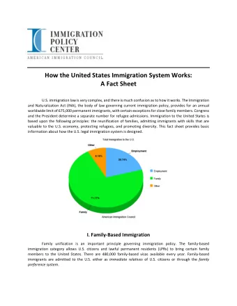 How the United States Immigration System Works: A Fact Sheet U.S. immigration law is very complex,
