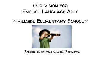 English Language Arts  ~Hillside Elementary School~  Presented by Amy Cazes, Principal  Where Are