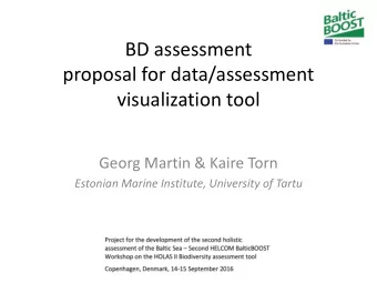 BD assessment  proposal for data/assessment  visualization tool  Georg Martin &amp; Kaire Torn