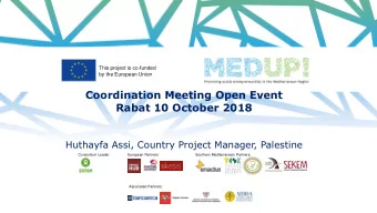 Coordination Meeting Open Event  Rabat 10 October 2018  Huthayfa Assi, Country Project Manager,