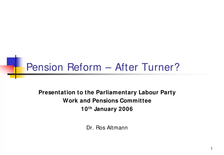 pension reform after turner