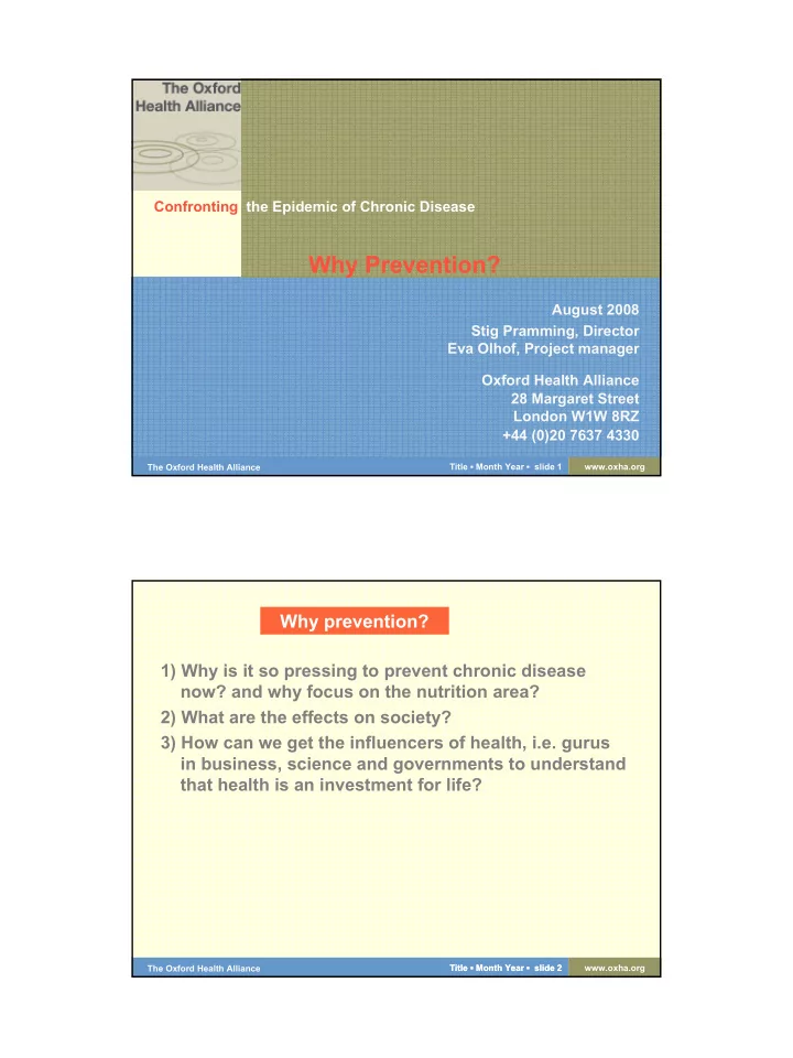 why prevention