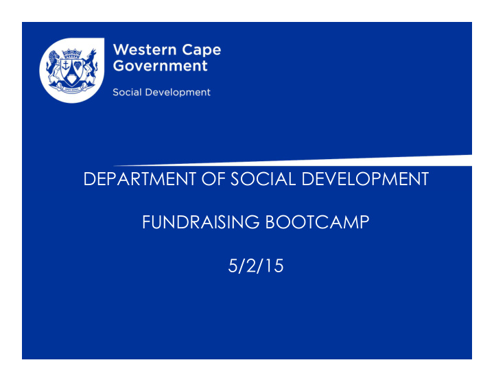 department of social development fundraising bootcamp 5 2