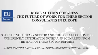 THE FUTURE OF WORK FOR THIRD SECTOR  CONSULTANTS IN EUROPE  CAN THE VOLUNTARY SECTOR AND THE