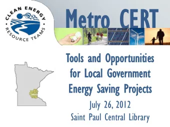 Metr  Metro CER  o CERT  Too  ools  ls an  and Oppo  d Opportunities  tunities  for  or Lo  Loca