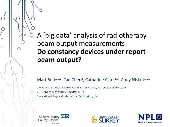 a big data analysis of radiotherapy beam output