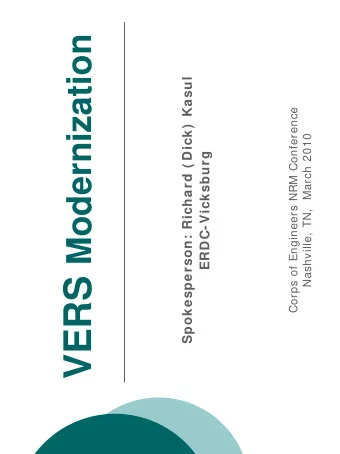 Corps of Engineers Approach  to Estimation Visitation  Fram ew ork  Decentralized visitation