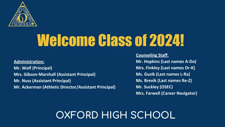 welcome class of 2024