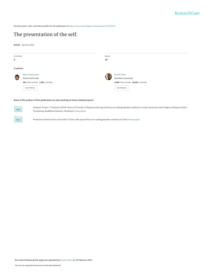 the presentation of the self
