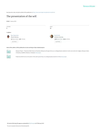 The presentation of the self. Article  January 2011  CITATIONS  READS  0  16  2 authors:  Bijou