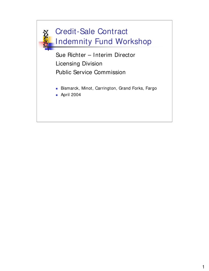 credit sale contract indemnity fund workshop