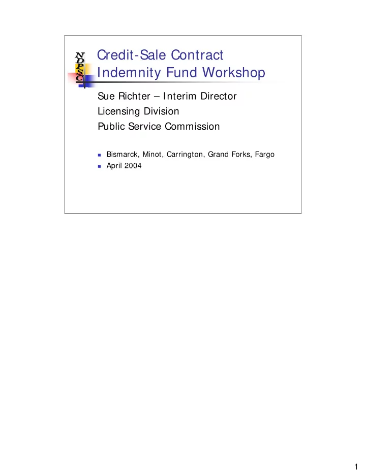 credit sale contract indemnity fund workshop