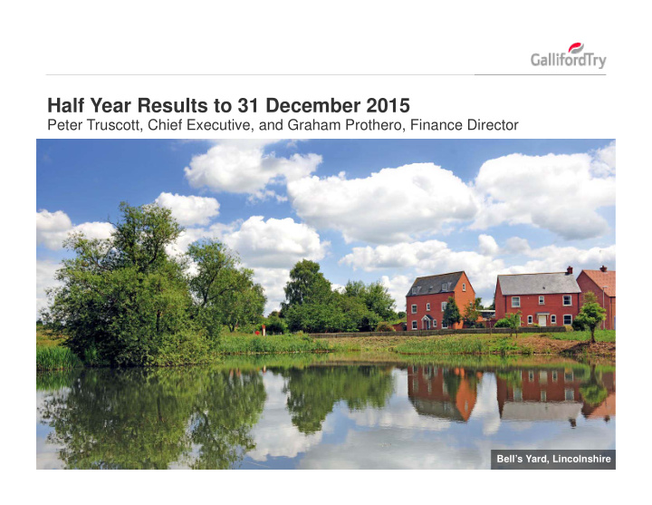 half year results to 31 december 2015