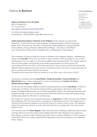 Galerie m Bochum at Art | 44 | Basel Artists featured by Galerie m Bochum at Art 44 Basel : Evelina